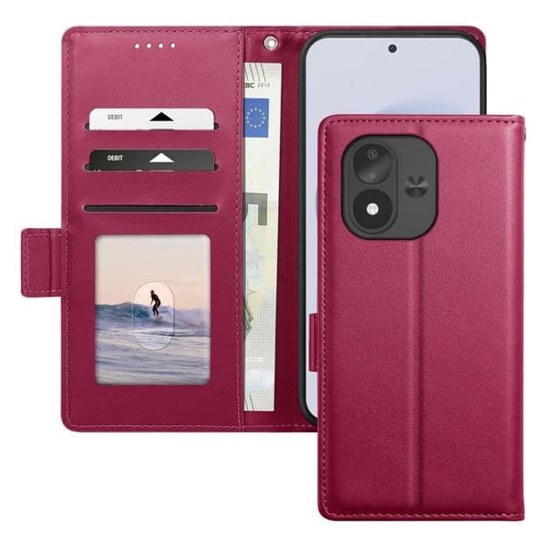 Plånboksfodral för Redmi Note 17 Serie Smart Book med Stöd Bordeaux Röd