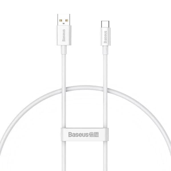 Data- og ladekabel - BASEUS - USB-A / USB-C - 100W - 480 Mbps - 0,25 meter Vit
