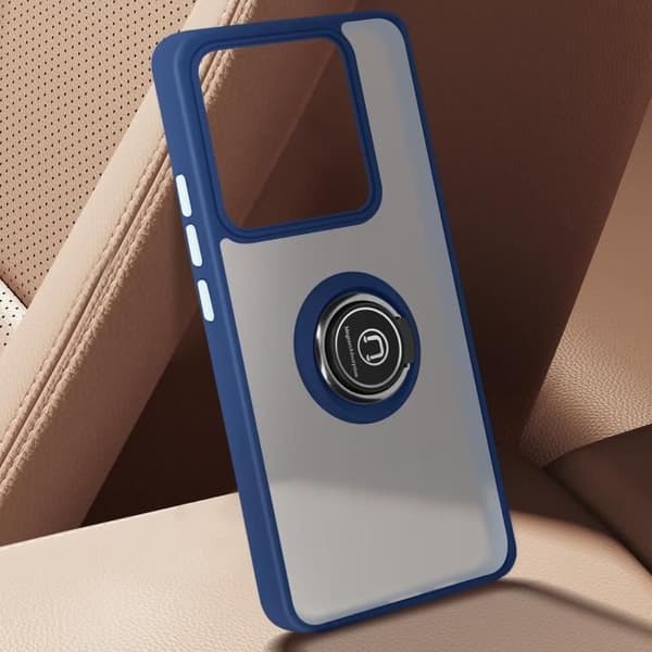 Stötsäker Skal - Xiaomi - 14T - Metallring - Videostöd - Mörknatt Blå