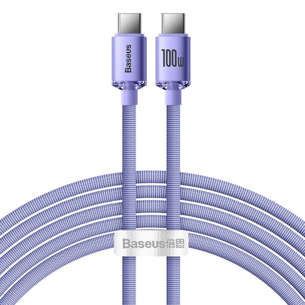 BASEUS CRYSTAL SHINE USB-C TIL USB-C LADEKABEL 100W, 2M - LILLA C
