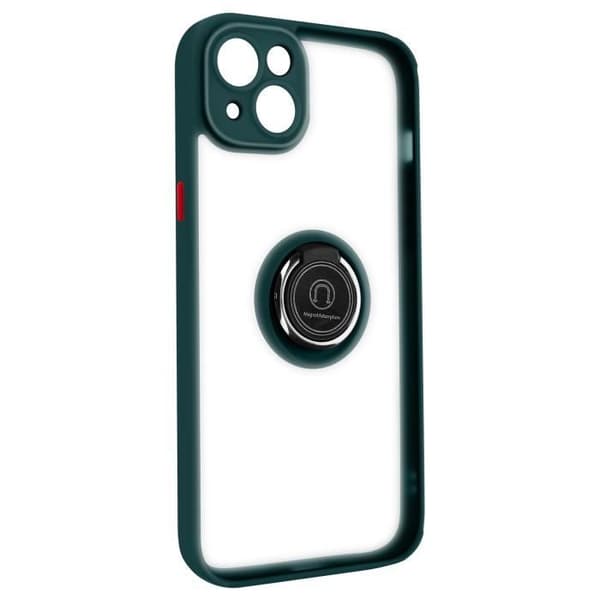 Coque iPhone 14 - AVIZERA - Bi-material - Videostativring - Metallisk finish - Grön Grön