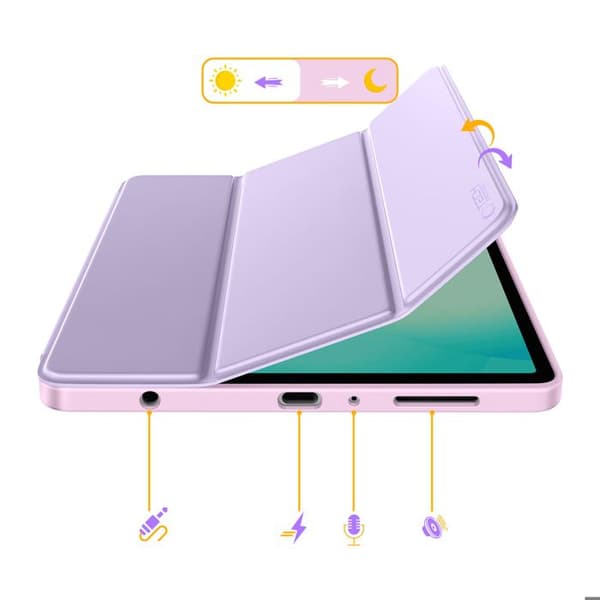 Klapskede til Galaxy Tab A11 med Multi-vinkel Støtte og Auto-Vågn Tech Protect Lilla Violett