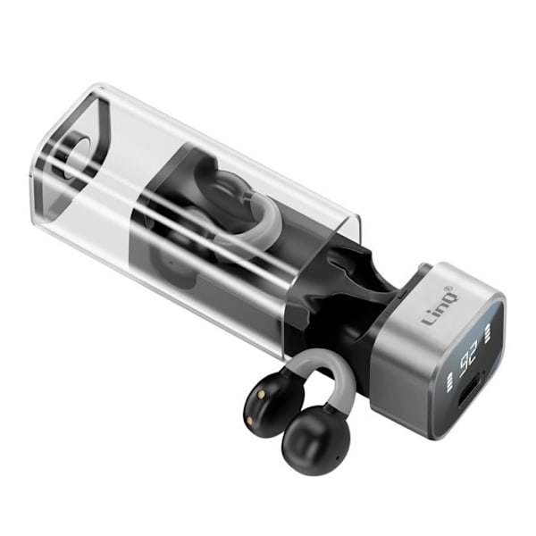 Trådlösa hörlurar Clip Air Conduction Mikrofonsamtal Touch Control LinQ Svart