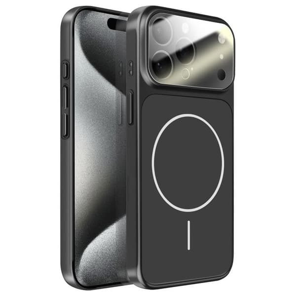 MagSafe cover til iPhone 15 Pro hård med glasbeskyttelse til kamera sort Svart