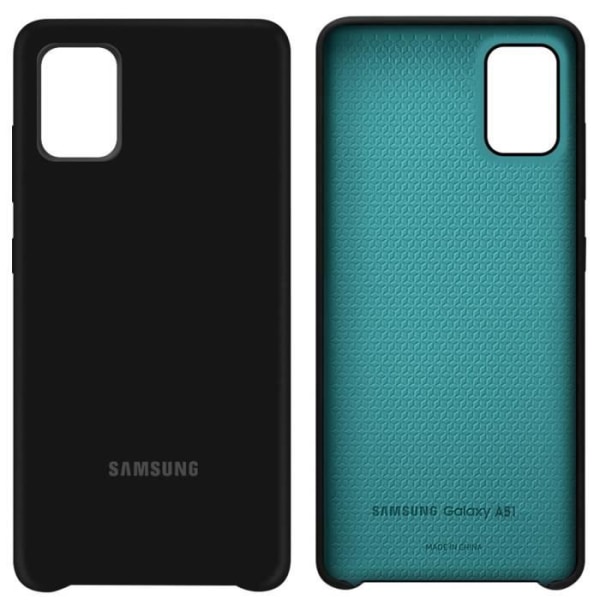 Galaxy A51 Case Puolijäykkä Sisusta Kohokuvioitu Silikoni Suojus Alkuperäinen Musta