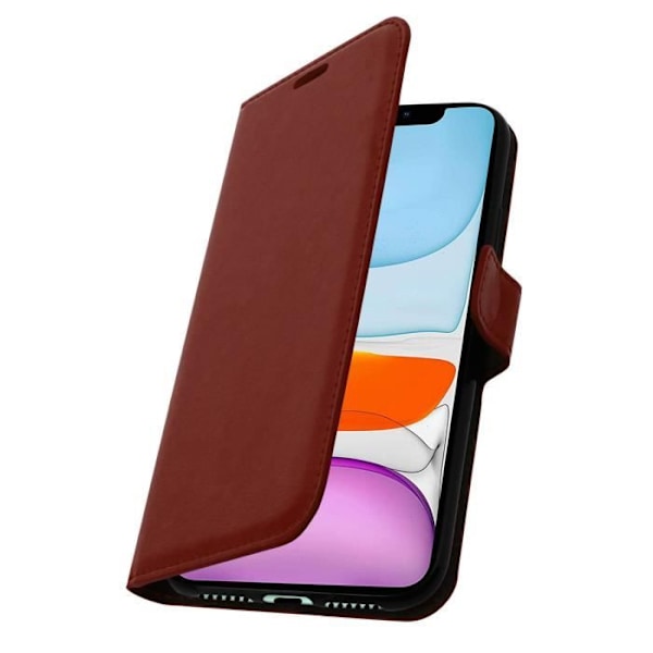Hus iPhone 11 - AVIZAR - Vintage - Brun Läder - Video Stöd - Magnetisk Skydd kastanj