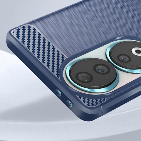 Telefonetui - AVIZAR - Honor 90 - Stift - Stødabsorberende - Design i Mørkeblå Kulstof Blå