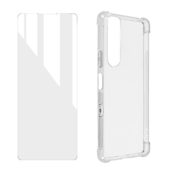Beskyttelsespakke - AVIZAR - Sony Xperia 10 III og 10 IV - Blødt etui - Hærdet glas - 360° beskyttelse Vit