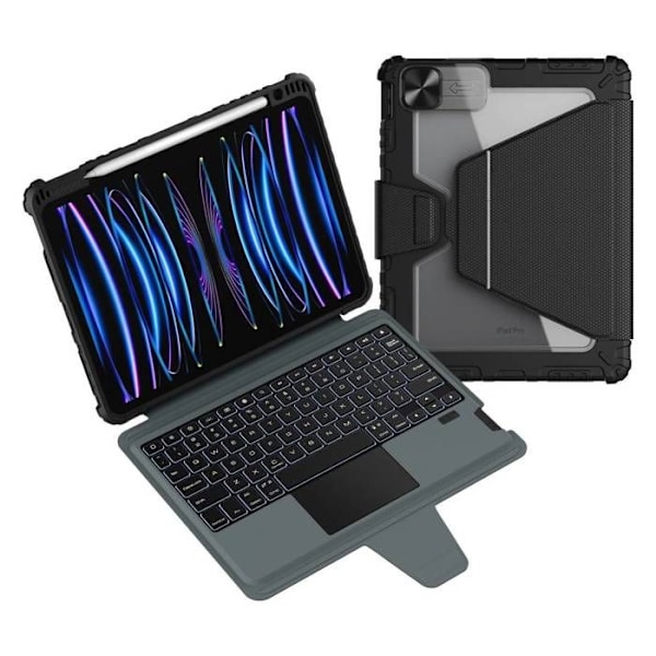 Étui til baggrundsbelyst tastatur til iPad Air / Pro 11" forstærket bumper Link Nillkin sort