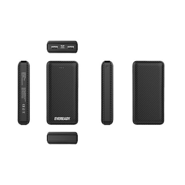 Ekstern Batteri - ENERGIZER - EVEREADY PX20B - 20000 mAh - USB-A/Micro-USB - Sort Sort