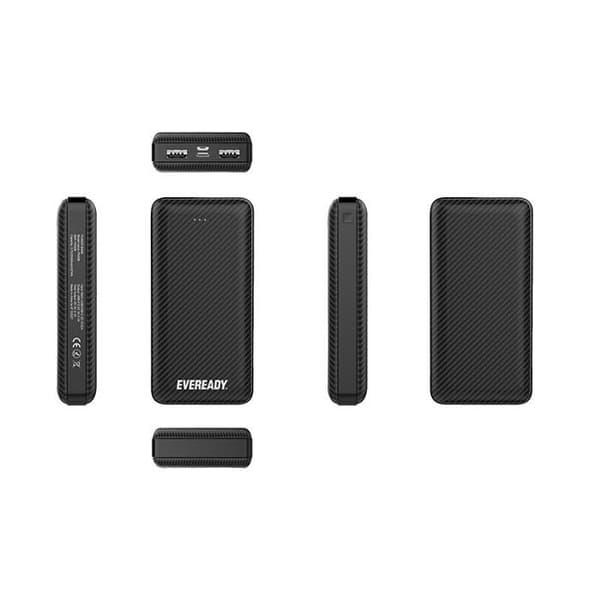 Ulkoakku - ENERGIZER - EVEREADY PX20B - 20000 mAh - USB-A/Micro-USB - Musta Sort