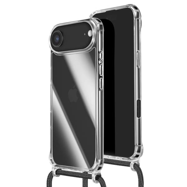 Cover - ADVISE - iPhone Air - Transparent Silikone - Blød Berøring - Justerbart Snor Vit