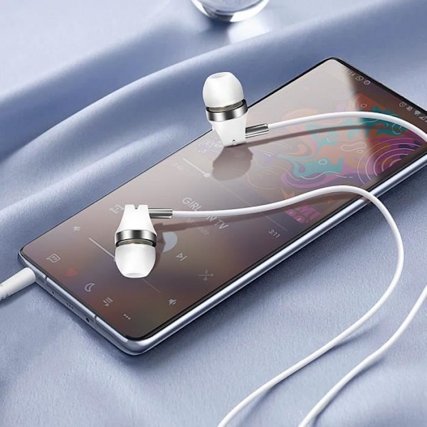 Kablede hovedtelefoner - LINQ - 3,5 mm jackstik - Integreret mikrofon - Håndfrit sæt - In-ear Vit