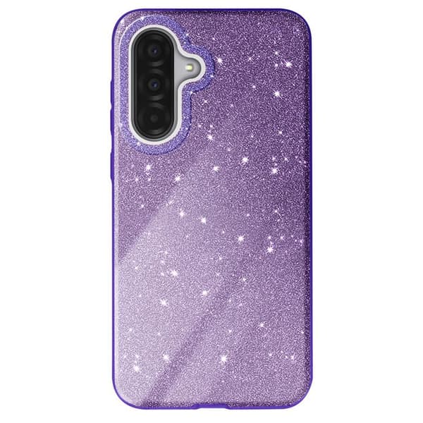 Cover - ADVARSEL - Samsung Galaxy A36 - Stødabsorberende - Pailletter - Glitrende Lilla Lila