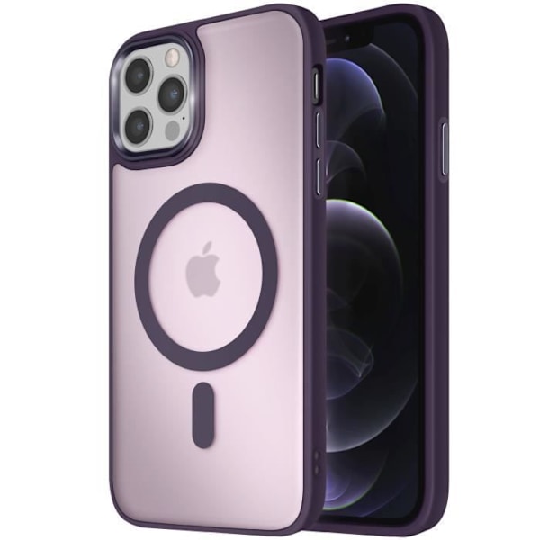 MagSafe-kuori iPhone 12 Pro:lle ja 12 Matta Frosted Takakotelo Violetilla Reunalla Lila