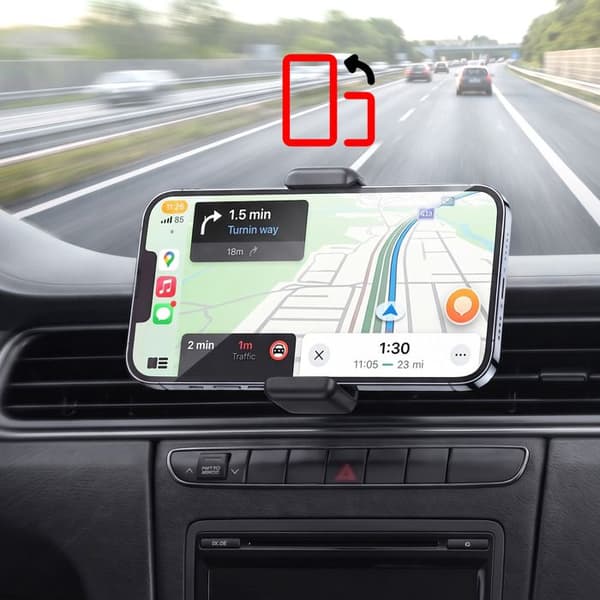 Støtte til smartphone i bil med 360° roterende luftventilationsmontering - Sort Svart