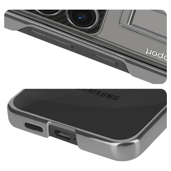 Taske til Samsung S24 Hard Back Soft Contour med Kickstand Support Sølv Grå