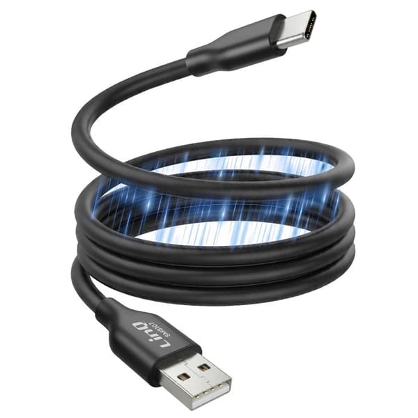 USB-C til USB-A PD 36W 4A Magnetisk Selv-Opbevarende 1.2m LinQ Sort Svart