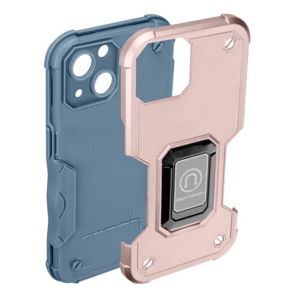 AVIZAR Hybrid Shockproof iPhone 14 Cover - Pink - Magnetisk Ring Holder Rose guld