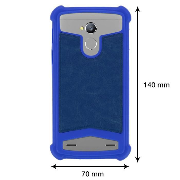 Universal smartphonefodral - AVIZAR - 4,3 till 4,7 tum - Silikongel - Stötsäkert skydd - Lädereffekt Blå