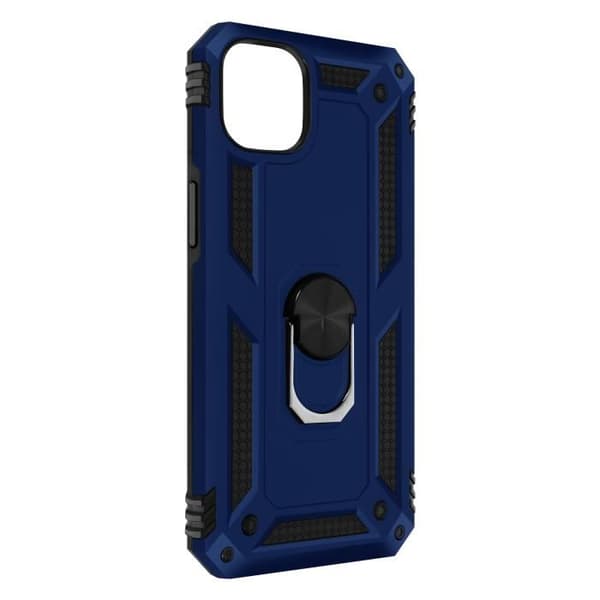 Coque iPhone 14 - Stötsäker - Mörkblå - Hållring - Videostativ - Tvåmaterial midnattsblå