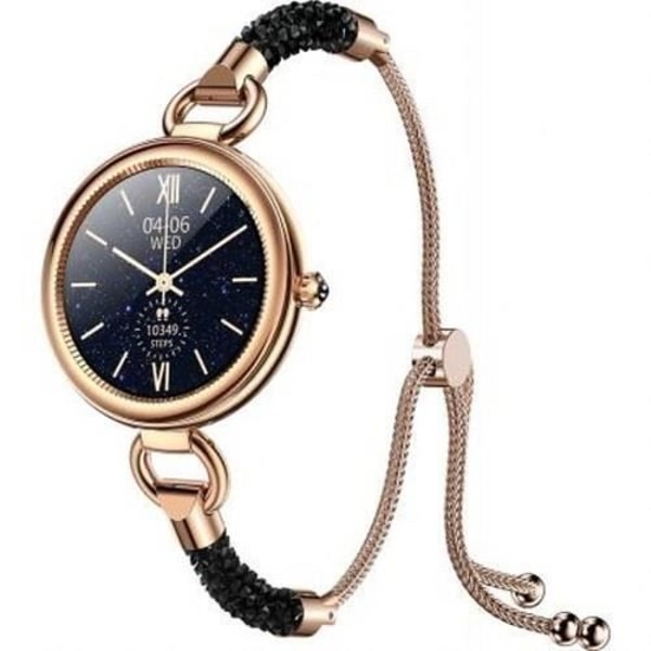 Elegant Jewellery FW51 Crystal Smart Watch med Maxcom Gold stegräknare Svart