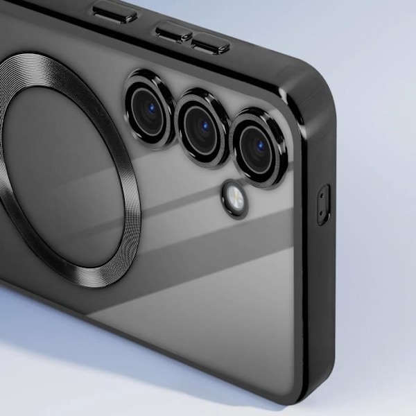AVIZAR etui til Samsung S23 FE - Sort Chrome Contour Silikone - MagSafe - Integreret kamerabeskyttelse Svart