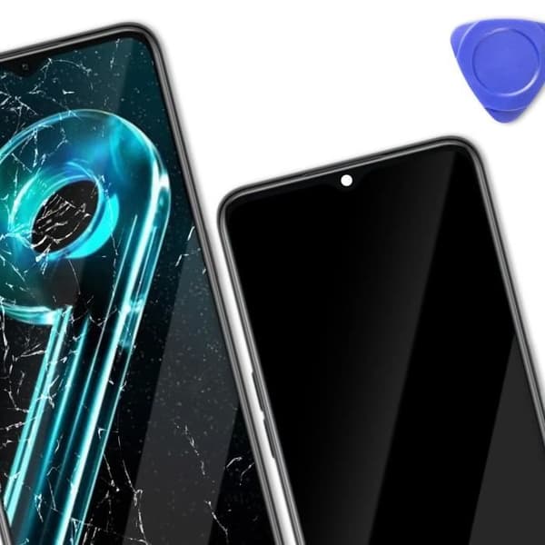 LCD-skærm - Realme - 9i 5G - Original - Formonté på chassis - Sort Svart