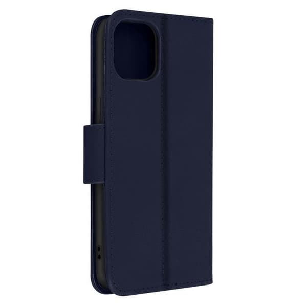 Fodral för iPhone 14 Pro - AVIZAR - Premium läder - Kortfack - Video Stativ - Blå Blå