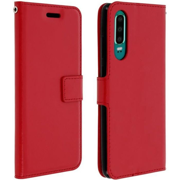 Hus - Huawei - P30 - Eco-läder - Plånbok - Videostöd - Röd Röd