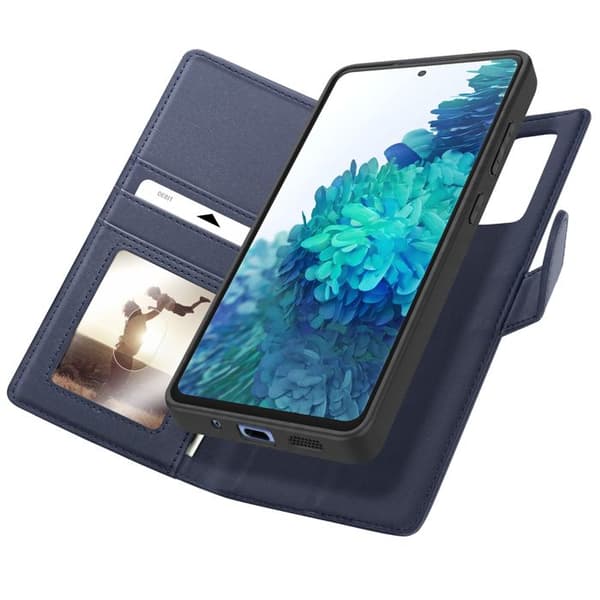 Plånboksfodral för Galaxy S20 RFID-skydd med avtagbart skal Mayaxess Mörkblå Blå