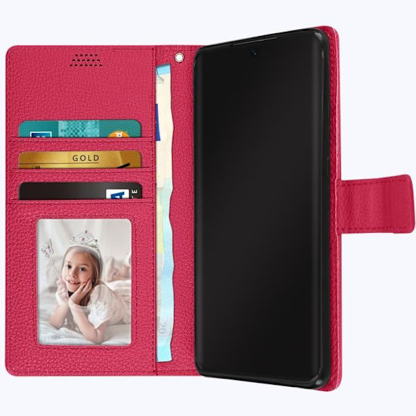 Housse - Huawei - P50 Pro - Simili læder - Rosa - Video støtte - Kortlommer Rosa