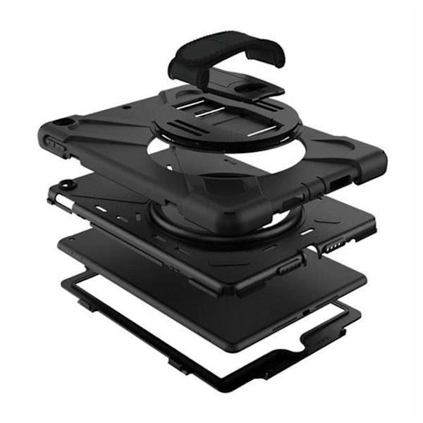 Fodral till Tab S9 FE Plus - EIGER - Svart - Fullständigt skydd - 360° roterande handtag Svart