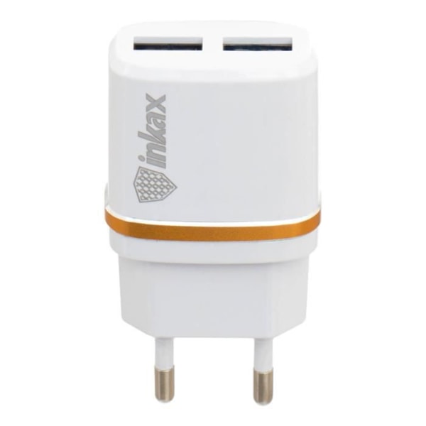 Nätladdare 2x USB-portar 2.1A + 1.0A Inkax Quick Charge - Vit
