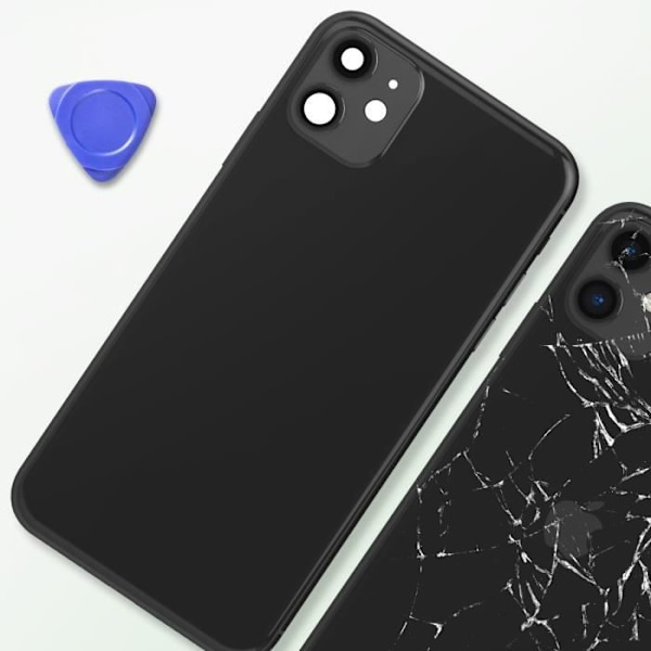 iPhone 11 chassis med erstatningsglas bagpå Sort Svart