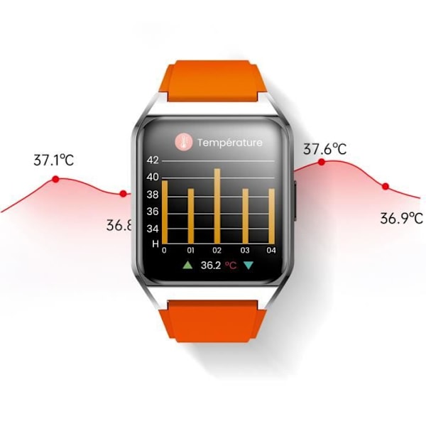 Rubicon Smart Watch Orange Armbånd Tracker Sport Bluetooth-meddelelser Orange