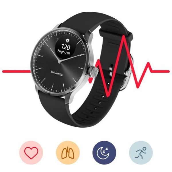 Connected Watch Health Monitoring Vandtæt 50m Autonomi 30 dage ScanWatch Light Withings Sort Svart