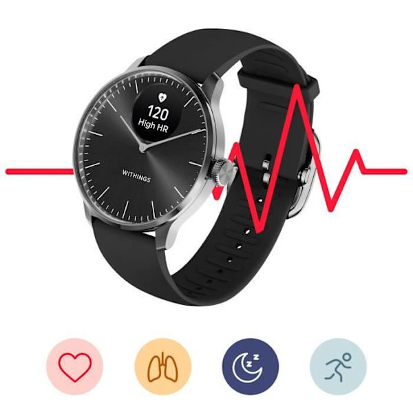 Connected Watch Health Monitoring Vattentät 50m Autonomi 30 dagar ScanWatch Light Withings Svart Svart