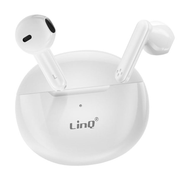 Trådlösa hörlurar med mikrofon, touchkontroll, 200mAh laddningsfodral, LinQ Vit