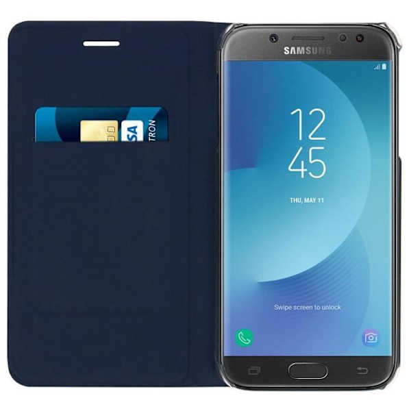 Kotelo - AVIZAR - Galaxy J3 2017 - Ultra-ohut - Ekosynteettinen nahka - Korttipaikka Midnattsblå