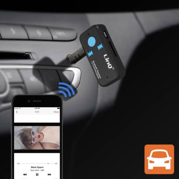 Bluetooth Ljudmottagare - LinQ - 3.5mm Jackadapter - Bluetooth 4.1 - Handsfree - Svart Svart