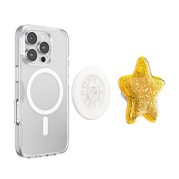 Support til smartphone PopGrip Premium MagSafe Glitrende Stjerne PopSockets Guld Gul