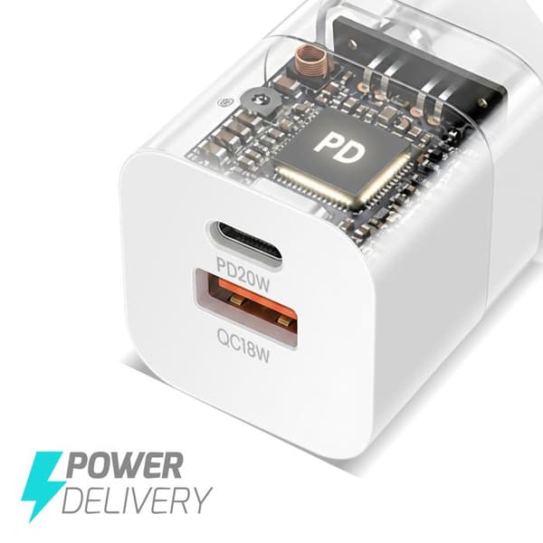 Snabb Universal Väggladdare Dubbel USB-C och USB 20W Bwoo Vit Vit