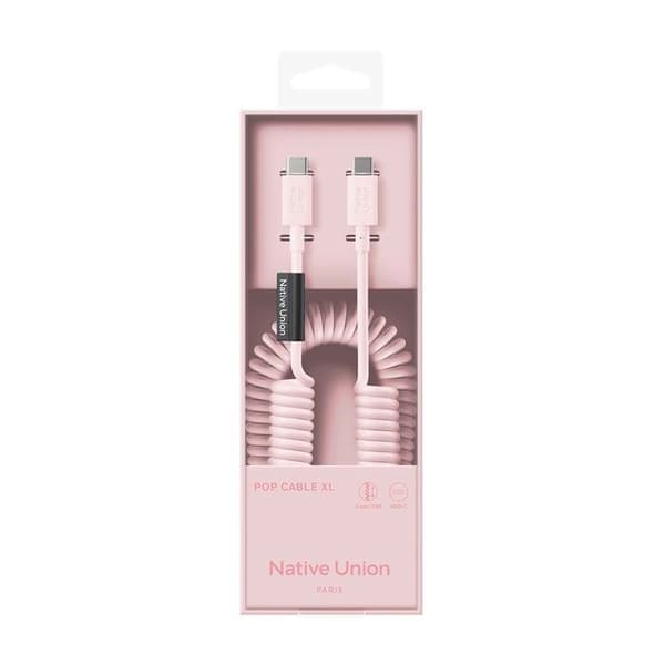 USB-C - USB-C -kaapeli 60W Kierretty 2.4m POP-sarja Nopea Lataus Native Union Vaaleanpunainen Ros