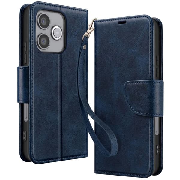 Honor 600 Lite Retro-tyylinen Lompakkoasu, jossa on Tuki, Sininen Yö Blå