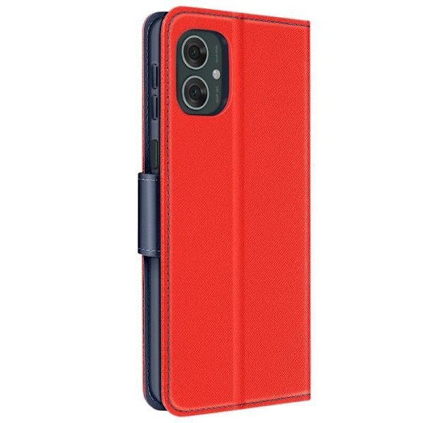 Etui til Motorola Moto G55 Læderportefølje Saffiano Fancy Blå / Rød Röd