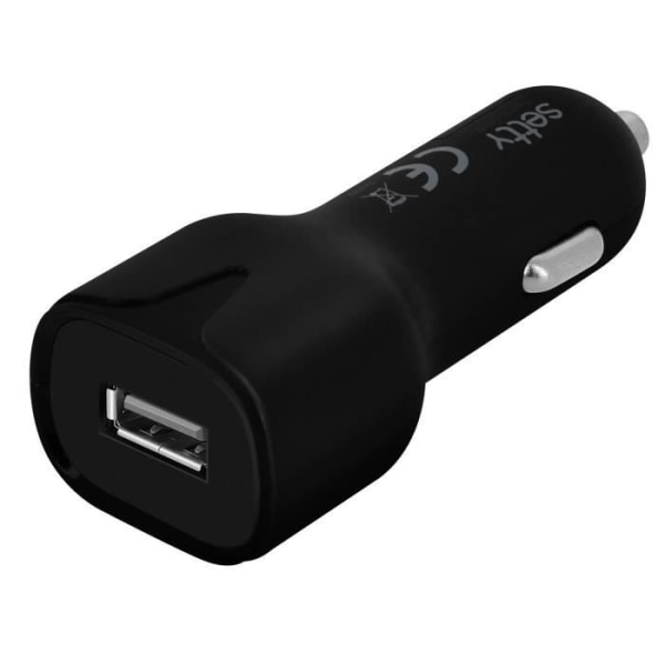 Lader til cigartænder - Setty - Sort - 2.4A - Micro-USB kabel 1m - Hurtigopladning Svart