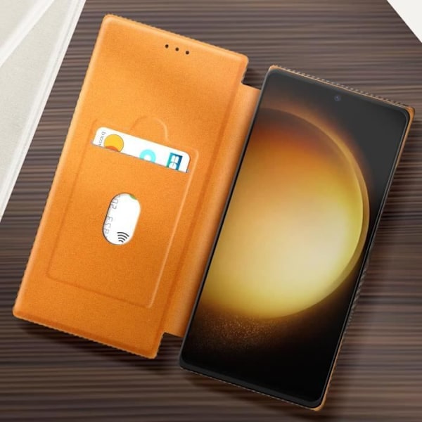 Samsung S23 Ultra Hiilikuitukotelo Video-tuki ja Anti-RFID Ruskea kastanj