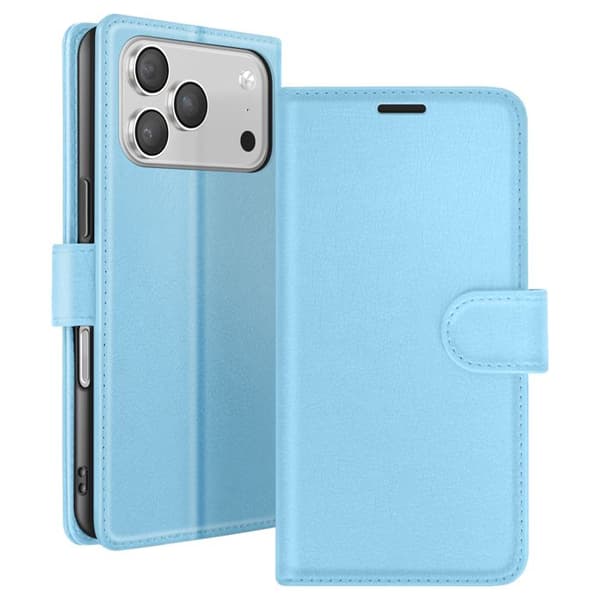 Pungetui - ZANAÉ - iPhone 17 Pro Max - Lys blå - Video støtte - Magnetisk flap Blå