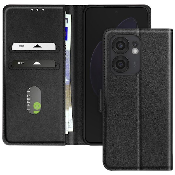 Oppo Reno 13 F / 13 FS Lompakkokotelo ja Videotuki Musta Svart